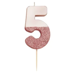 Rose Gold & Gold Glitter Dipped Number Birthday Candle