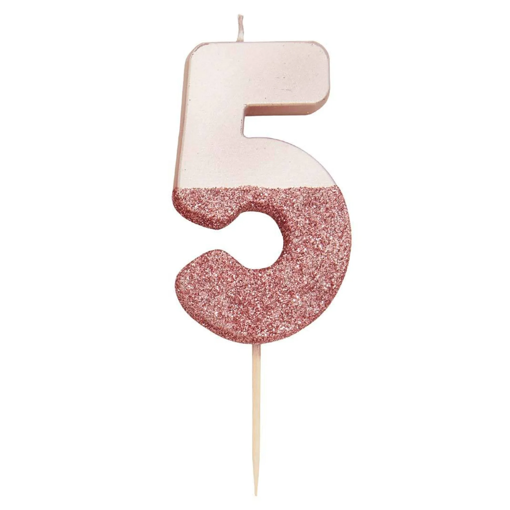 Rose Gold & Gold Glitter Dipped Number Birthday Candle