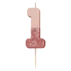 Rose Gold & Gold Glitter Dipped Number Birthday Candle