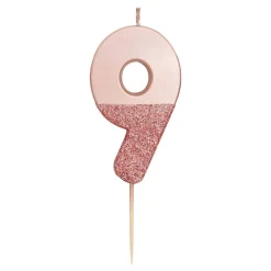 Rose Gold & Gold Glitter Dipped Number Birthday Candle