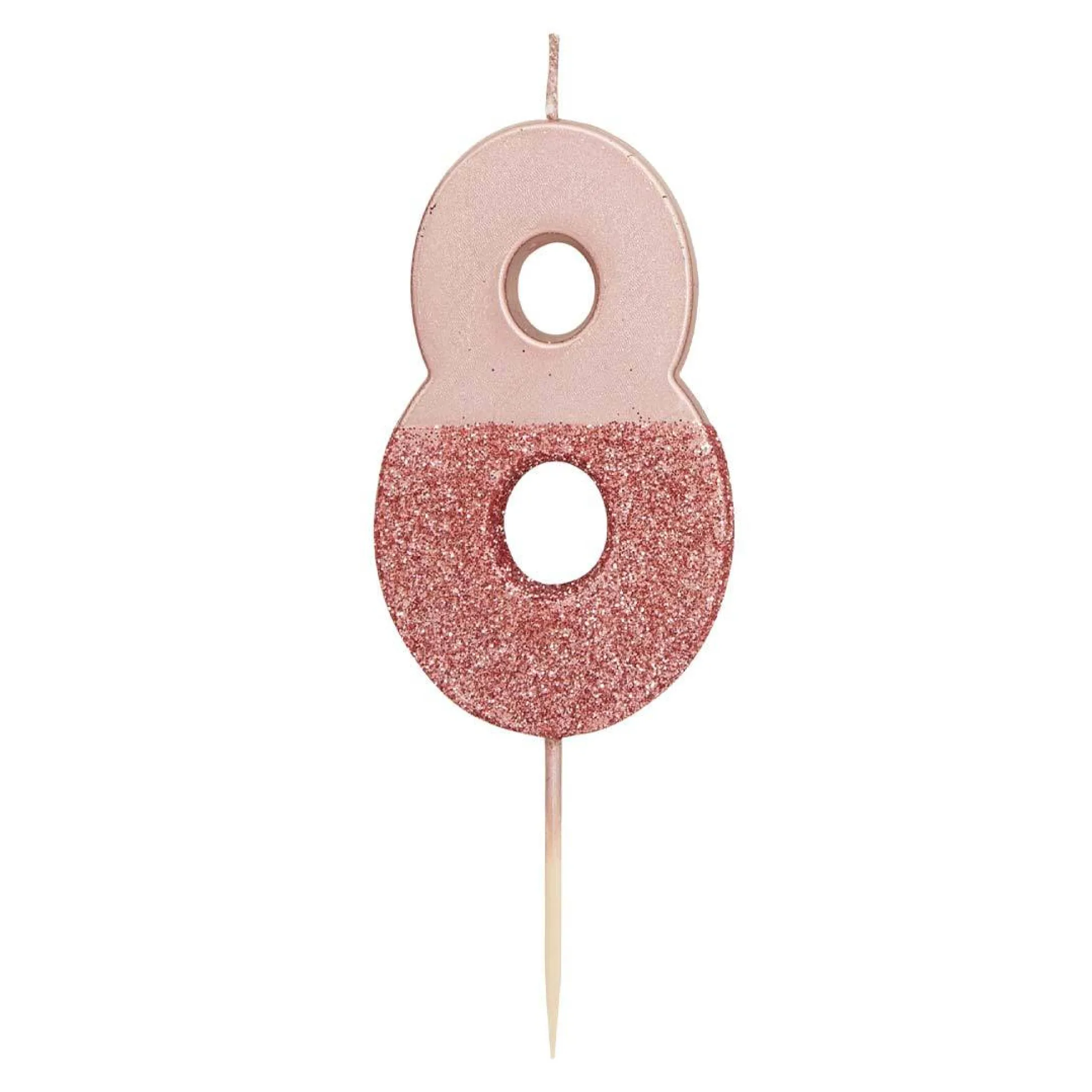 Rose Gold & Gold Glitter Dipped Number Birthday Candle