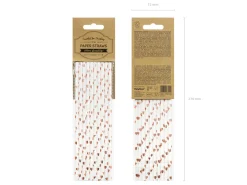 Rose Gold Metallic Heart Paper Straws 10ct