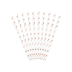 Rose Gold Metallic Heart Paper Straws 10ct