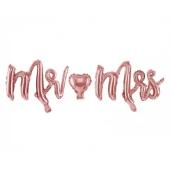 Rose Gold Mr. & Mrs. Cursive Letter Balloon Banner