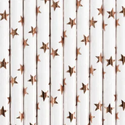 Rose Gold Star Paper Straws 10ct