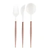 Rose Gold & White Plastic Cutlery Set for 8
