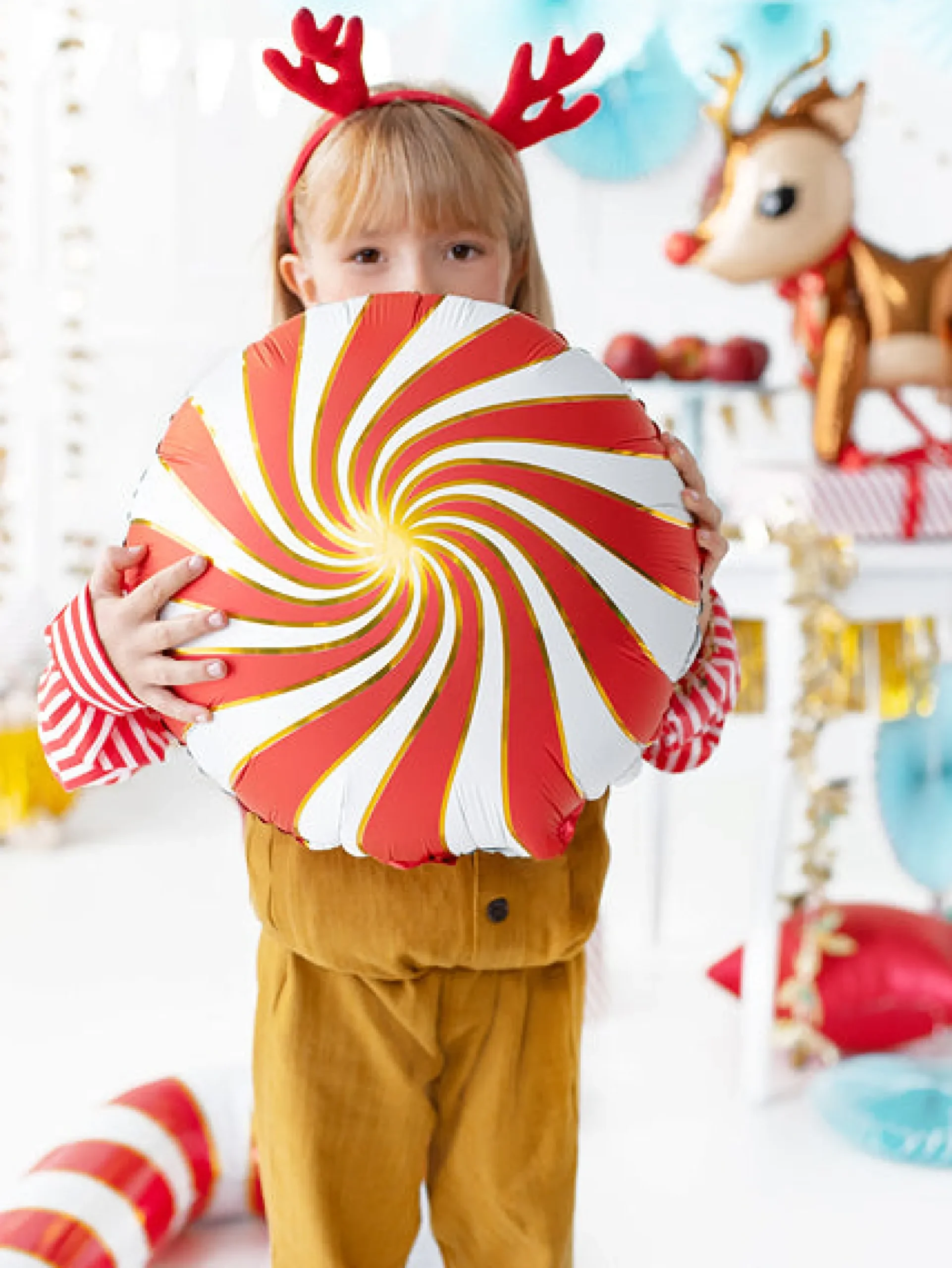 Round Candy Cane Foil Balloon 14in