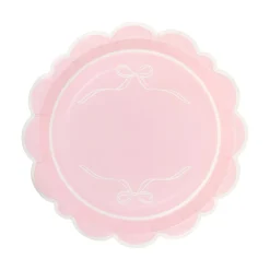 Round Pink Bows Lunch Plates 8ct