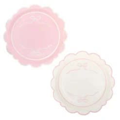 Round Pink Bows Lunch Plates 8ct