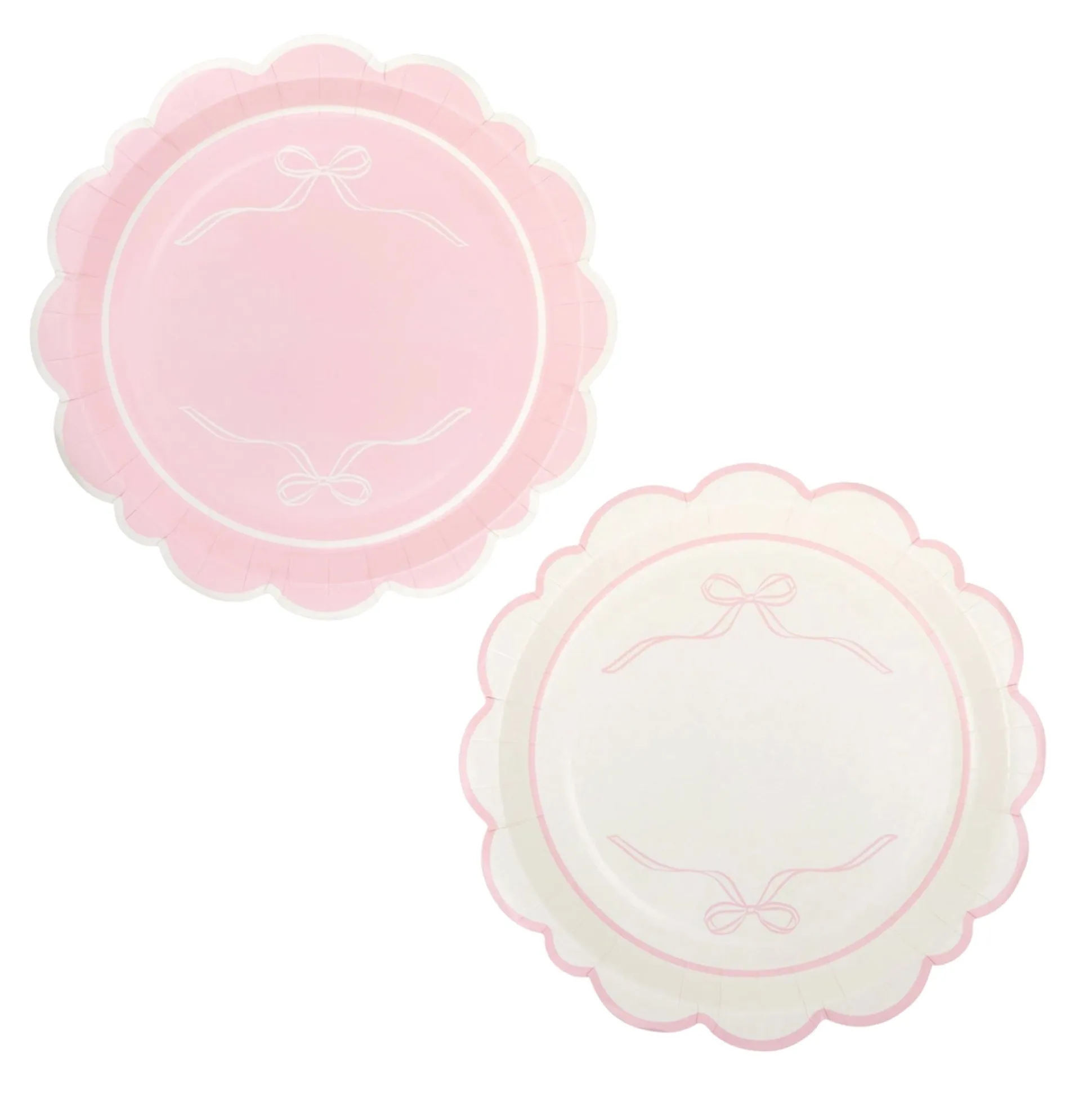Round Pink Bows Lunch Plates 8ct