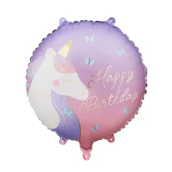 Round Unicorn Happy Birthday Balloon 14in