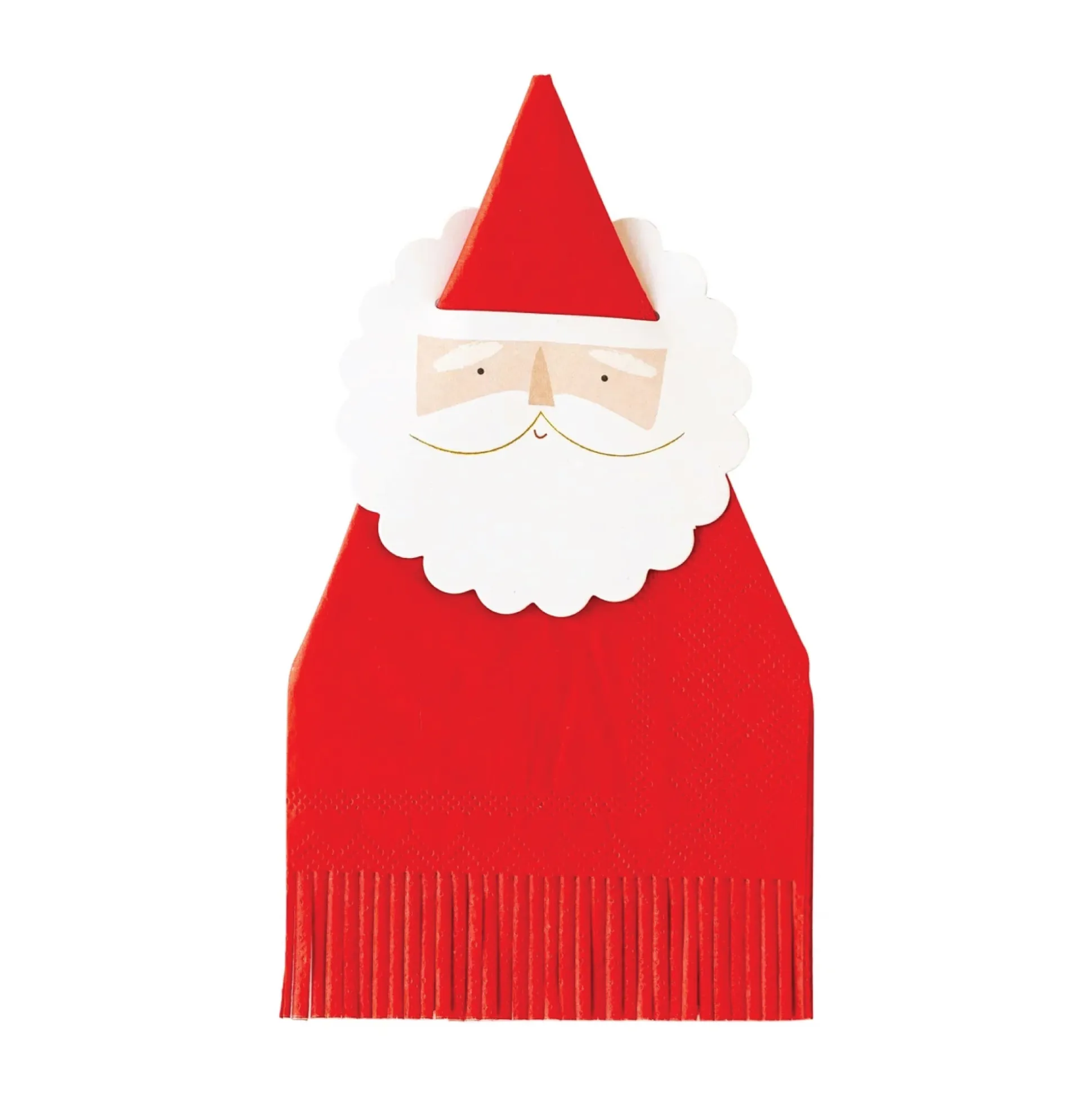 Santa Napkin Rings & Red Fringe Paper Guest Towels 18ct
