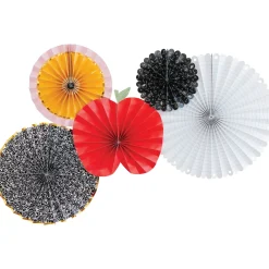 School Paper Fan Decorations 5ct