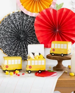 School Paper Fan Decorations 5ct