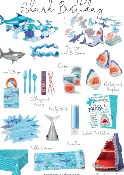 Shark Attack Party Hats 8ct