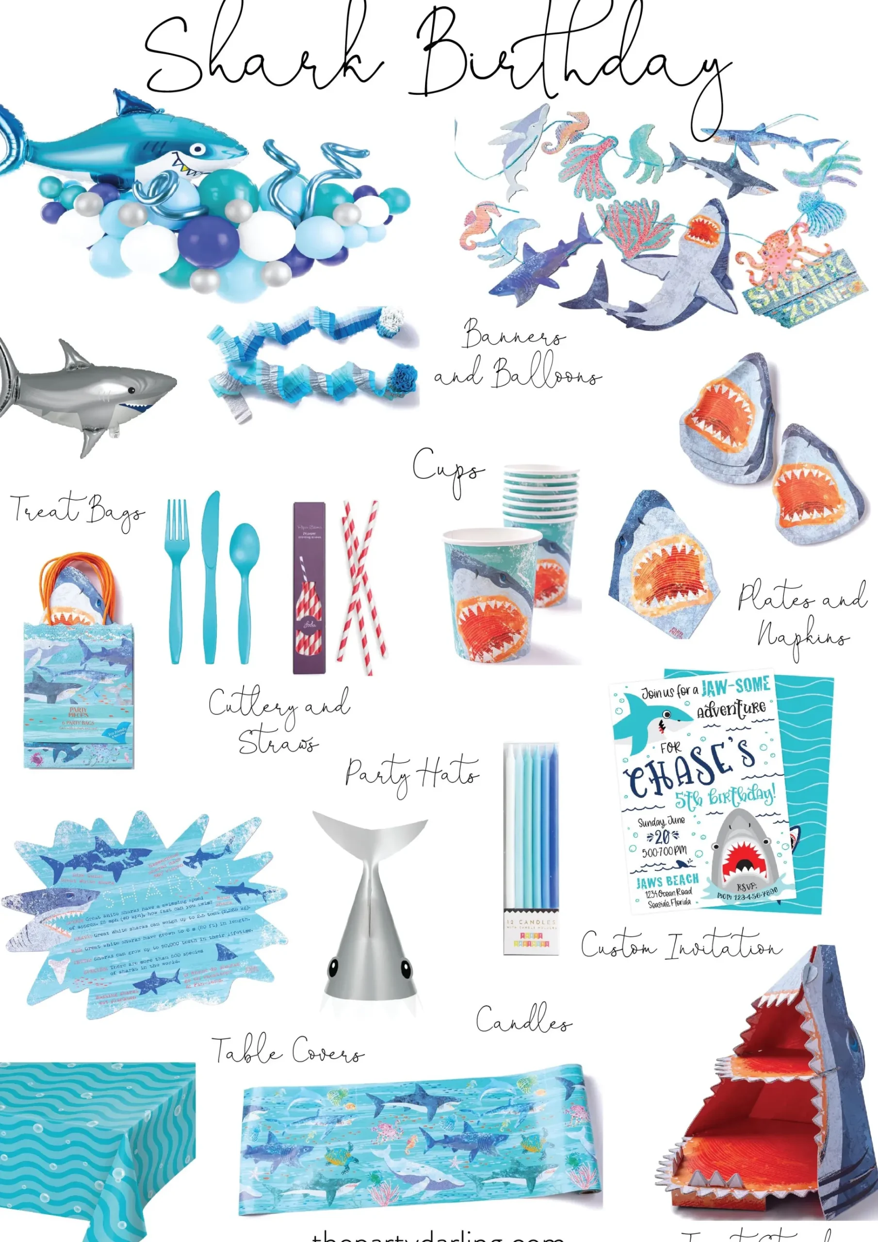 Shark Party Photo Booth Props 10ct