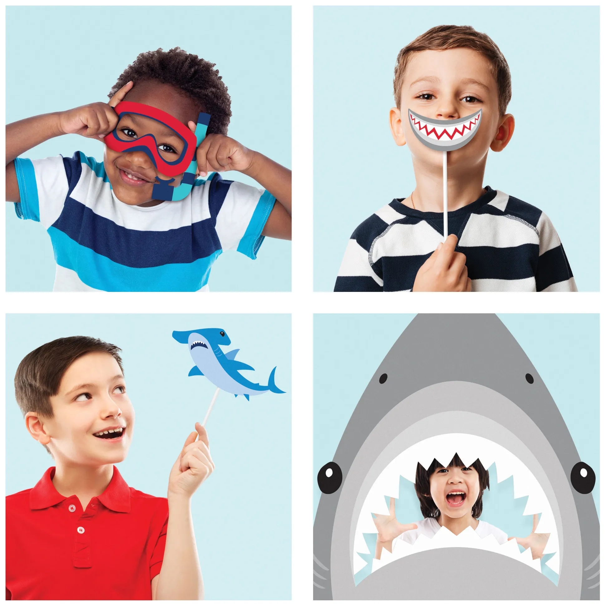 Shark Party Photo Booth Props 10ct