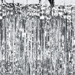 Silver Fringe Curtain Backdrop 3ft