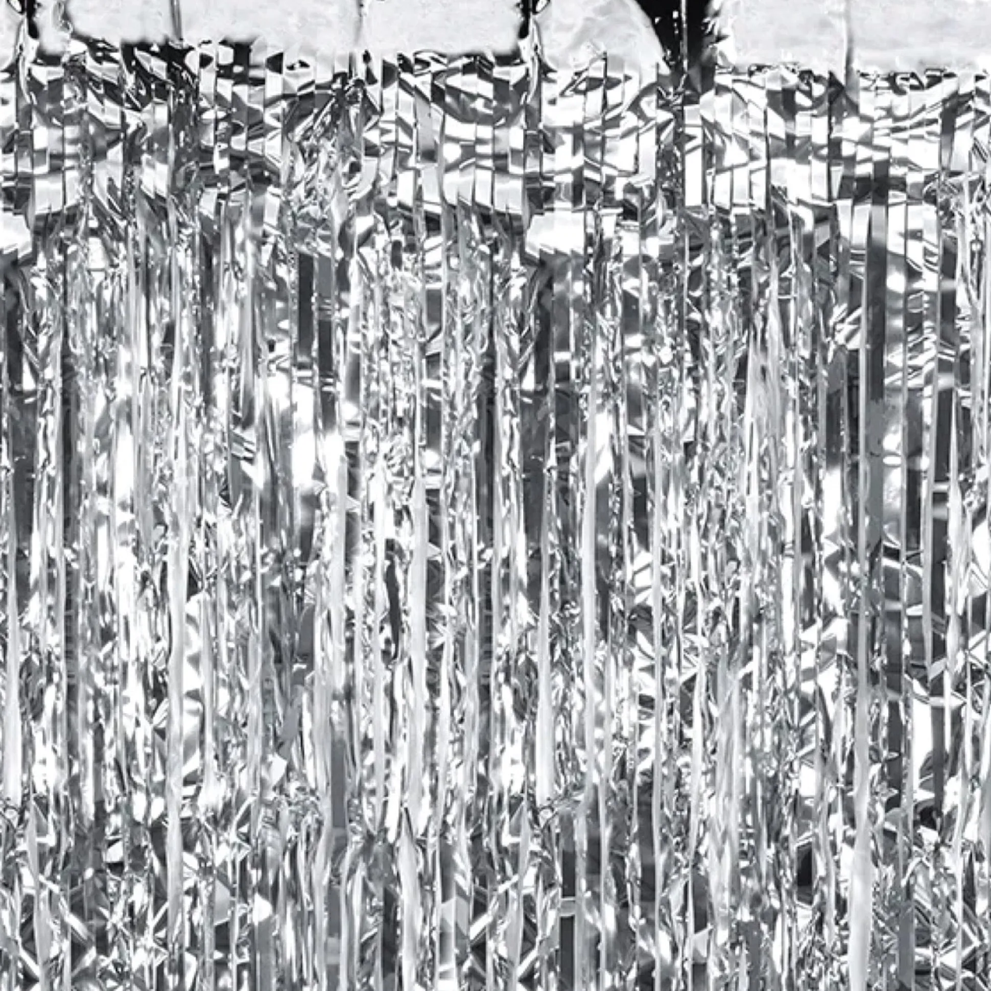 Silver Fringe Curtain Backdrop 3ft