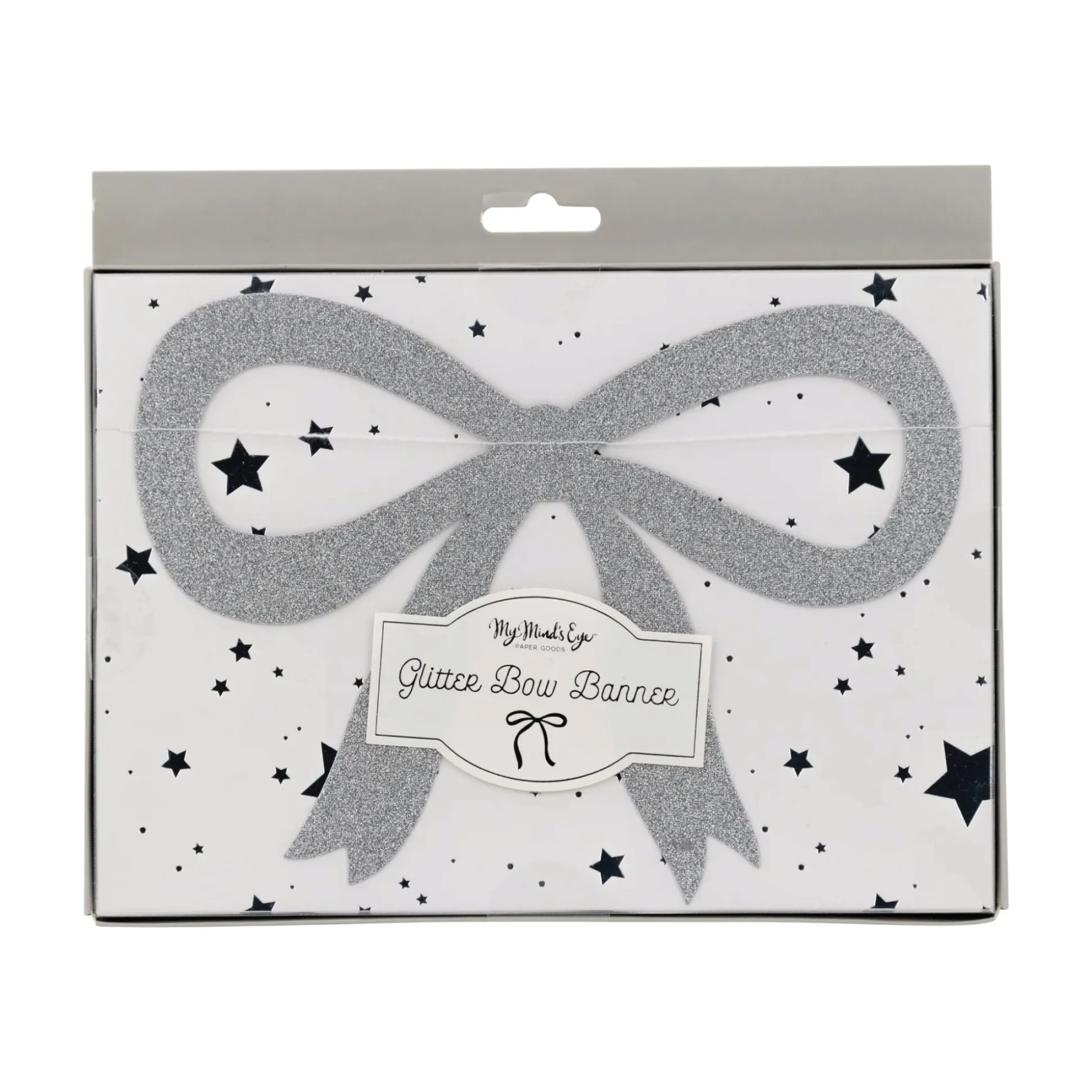 Silver Glitter Bow Banner 6ft