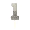 Silver Glitter Dipped Number Birthday Candle