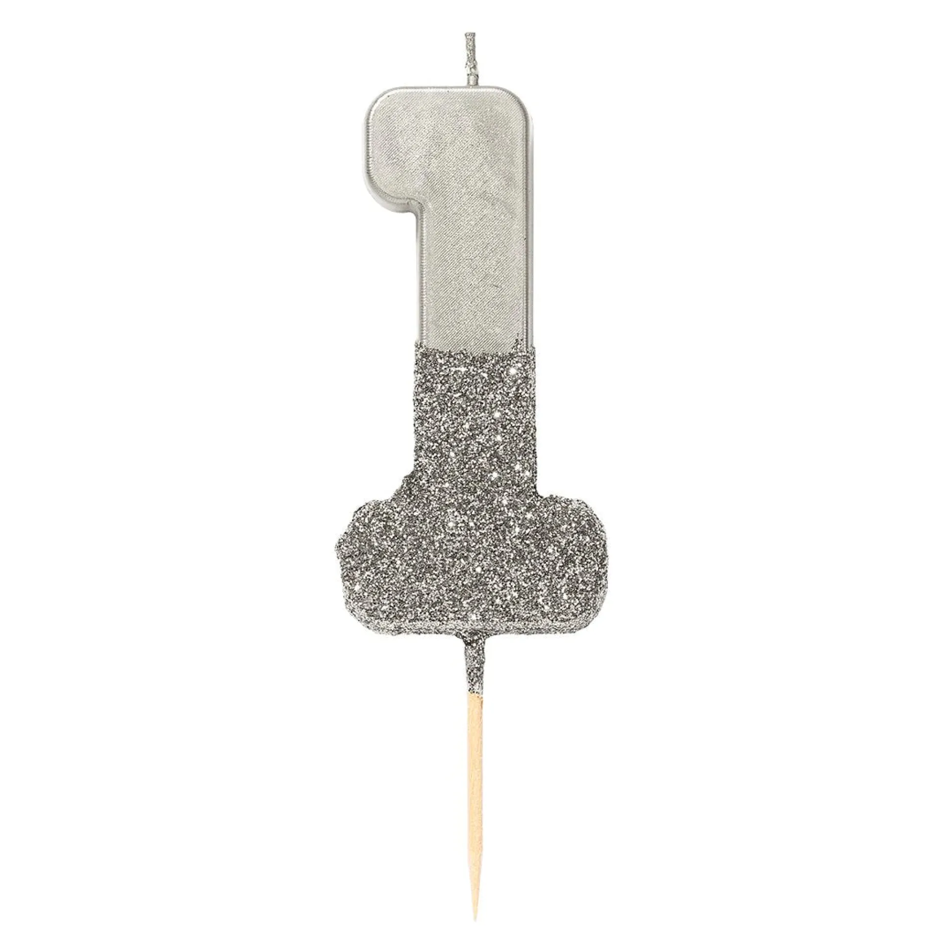 Silver Glitter Dipped Number Birthday Candle