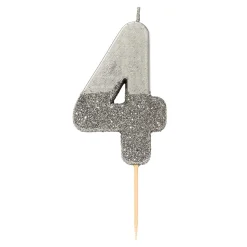 Silver Glitter Dipped Number Birthday Candle