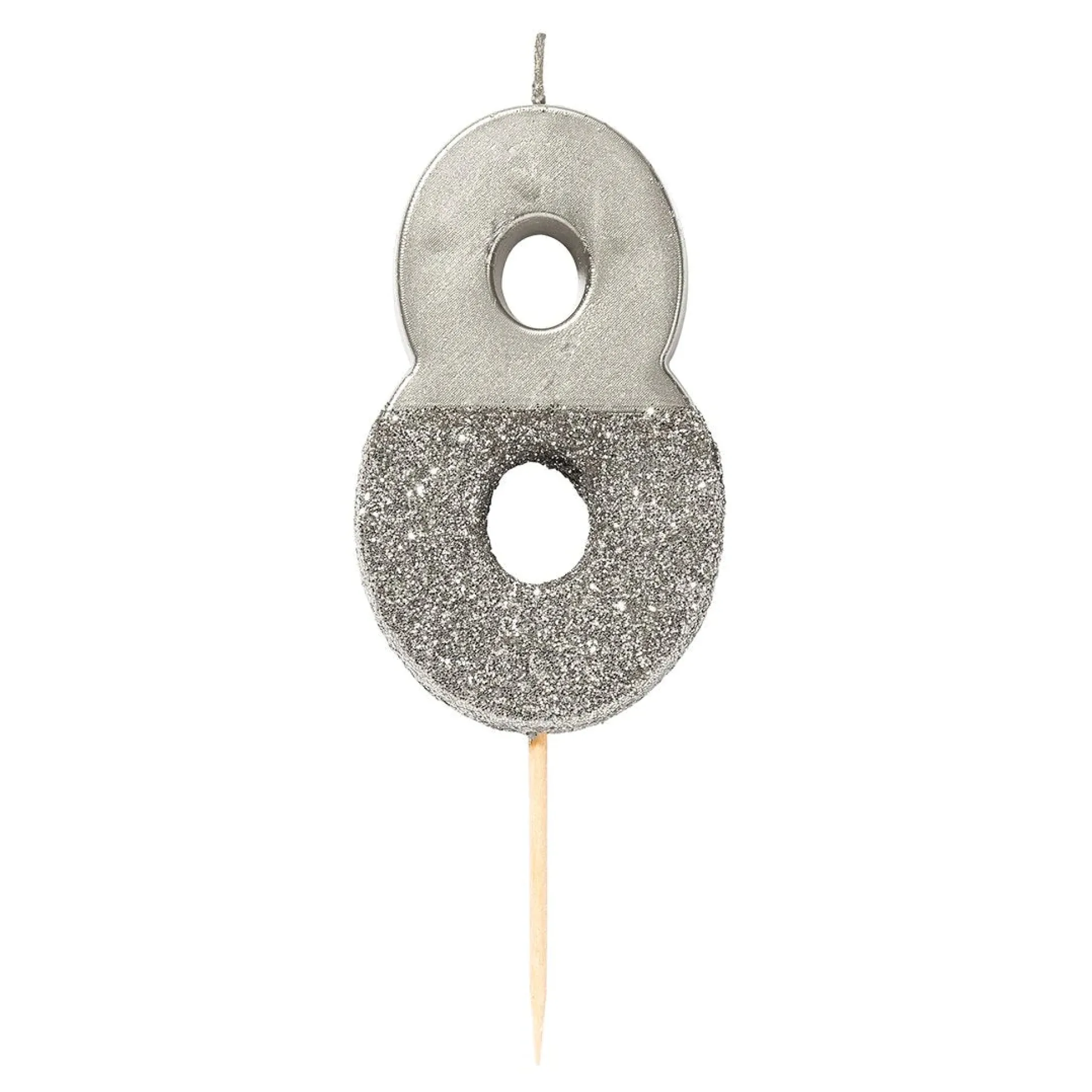 Silver Glitter Dipped Number Birthday Candle