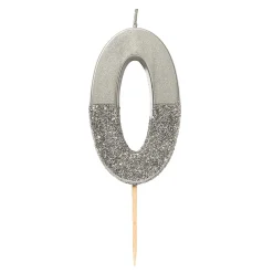 Silver Glitter Dipped Number Birthday Candle