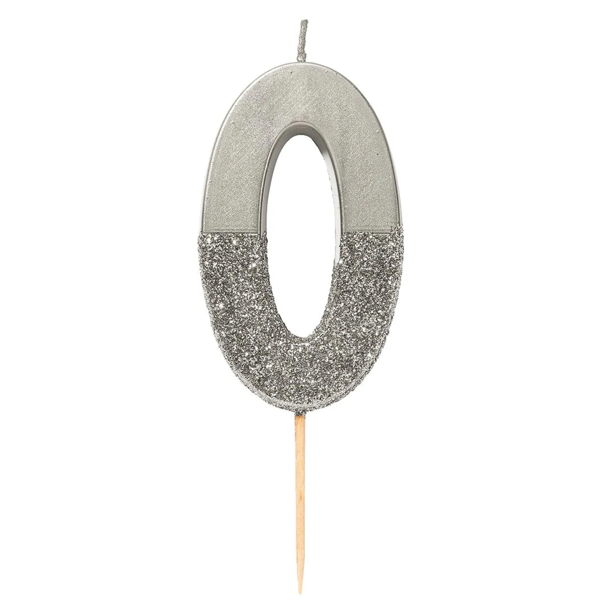 Silver Glitter Dipped Number Birthday Candle