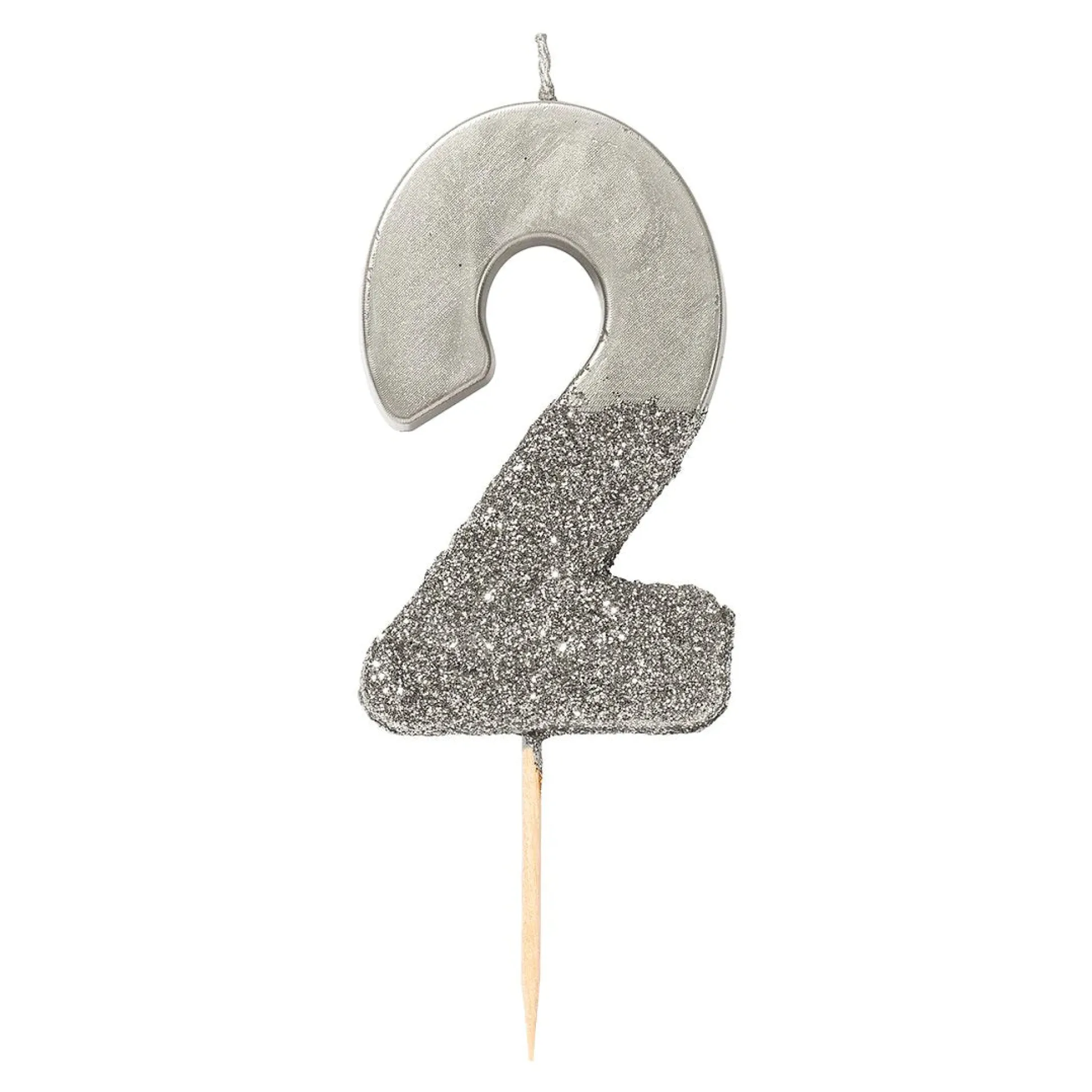 Silver Glitter Dipped Number Birthday Candle