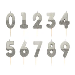 Silver Glitter Dipped Number Birthday Candle