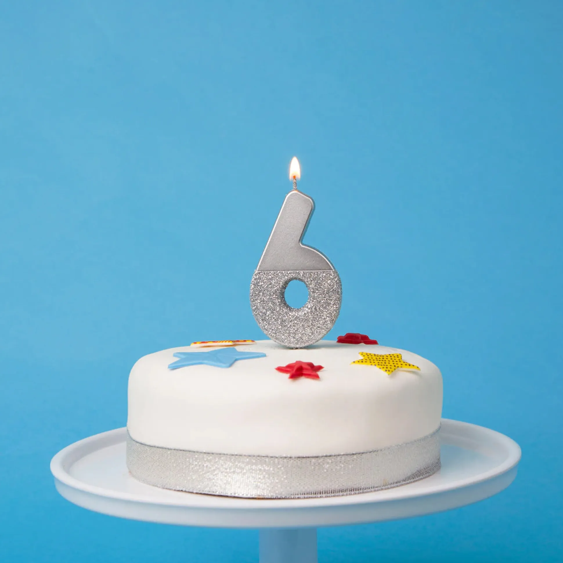 Silver Glitter Dipped Number Birthday Candle