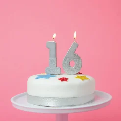 Silver Glitter Dipped Number Birthday Candle