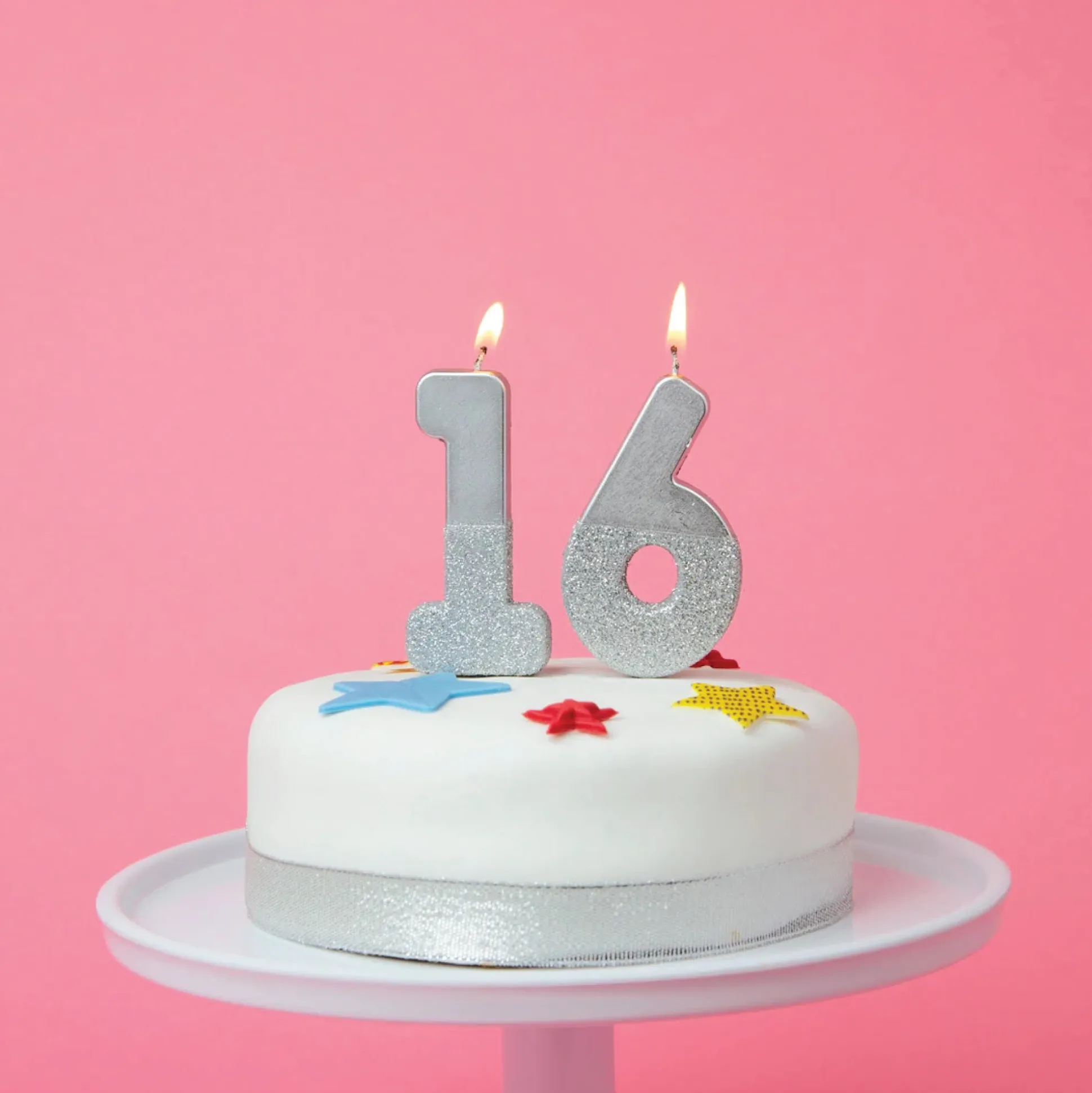 Silver Glitter Dipped Number Birthday Candle