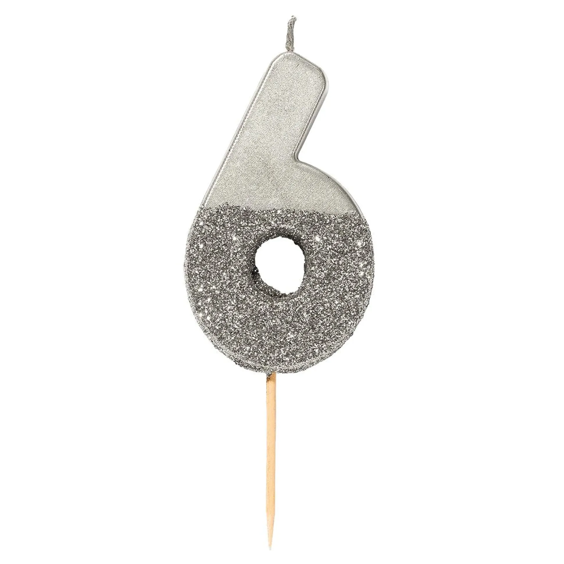 Silver Glitter Dipped Number Birthday Candle
