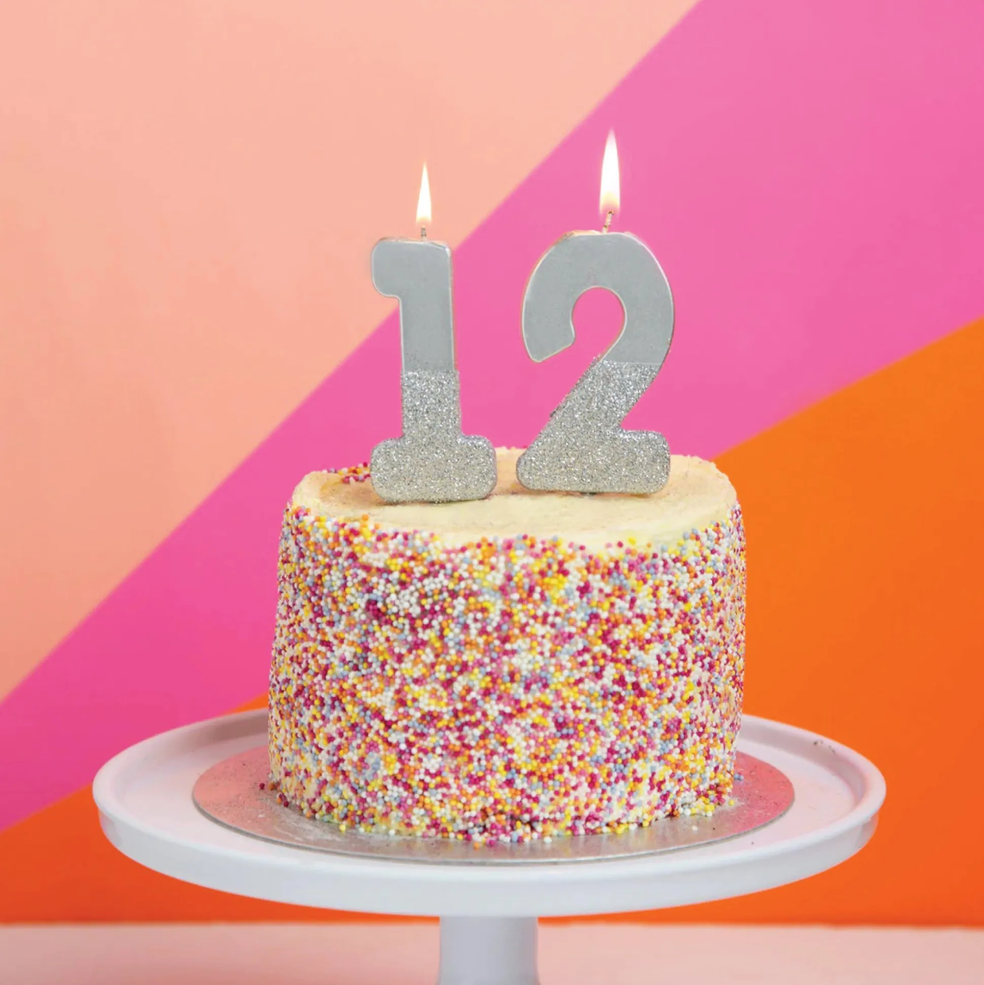 Silver Glitter Dipped Number Birthday Candle