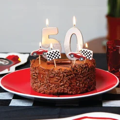 Silver Glitter Dipped Number Birthday Candle