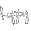Silver Happy Cursive Letter Balloon 39in