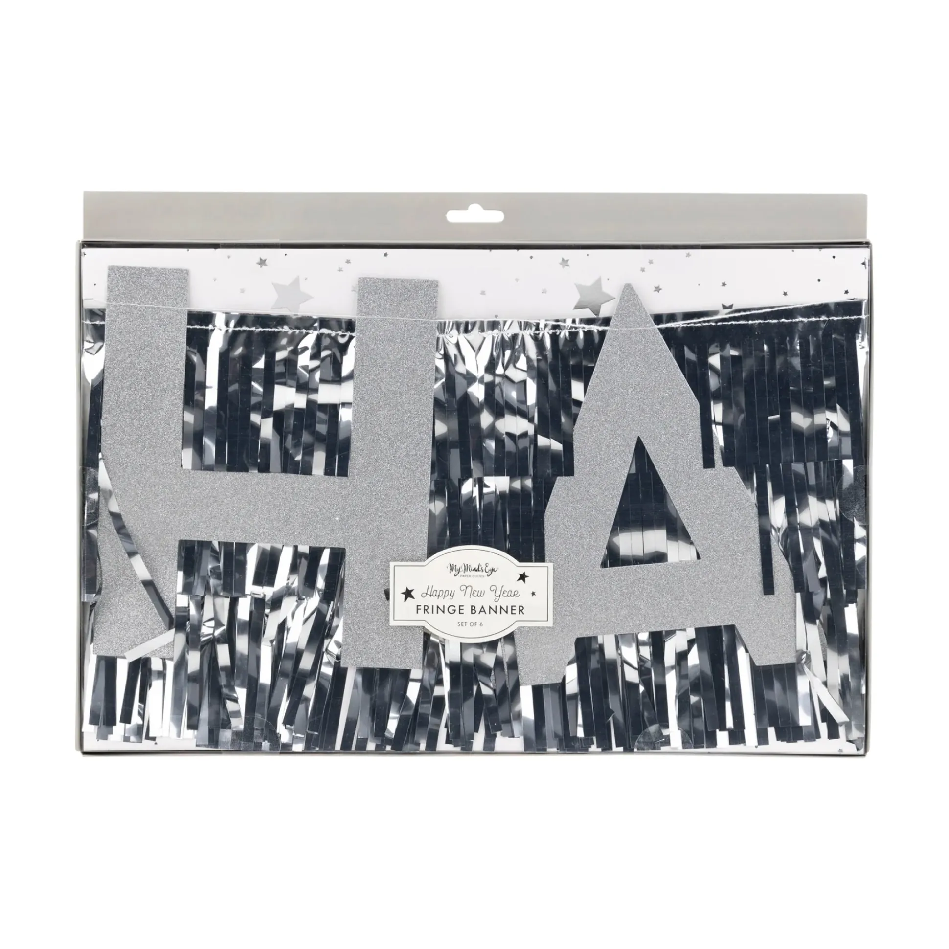 Silver Happy New Year Banner & Fringe Garland Set 8ft