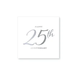 Silver Happy 25th Anniversary Dessert Napkins 20ct