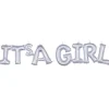 Silver It's A Girl Letter Balloon Banner 42"