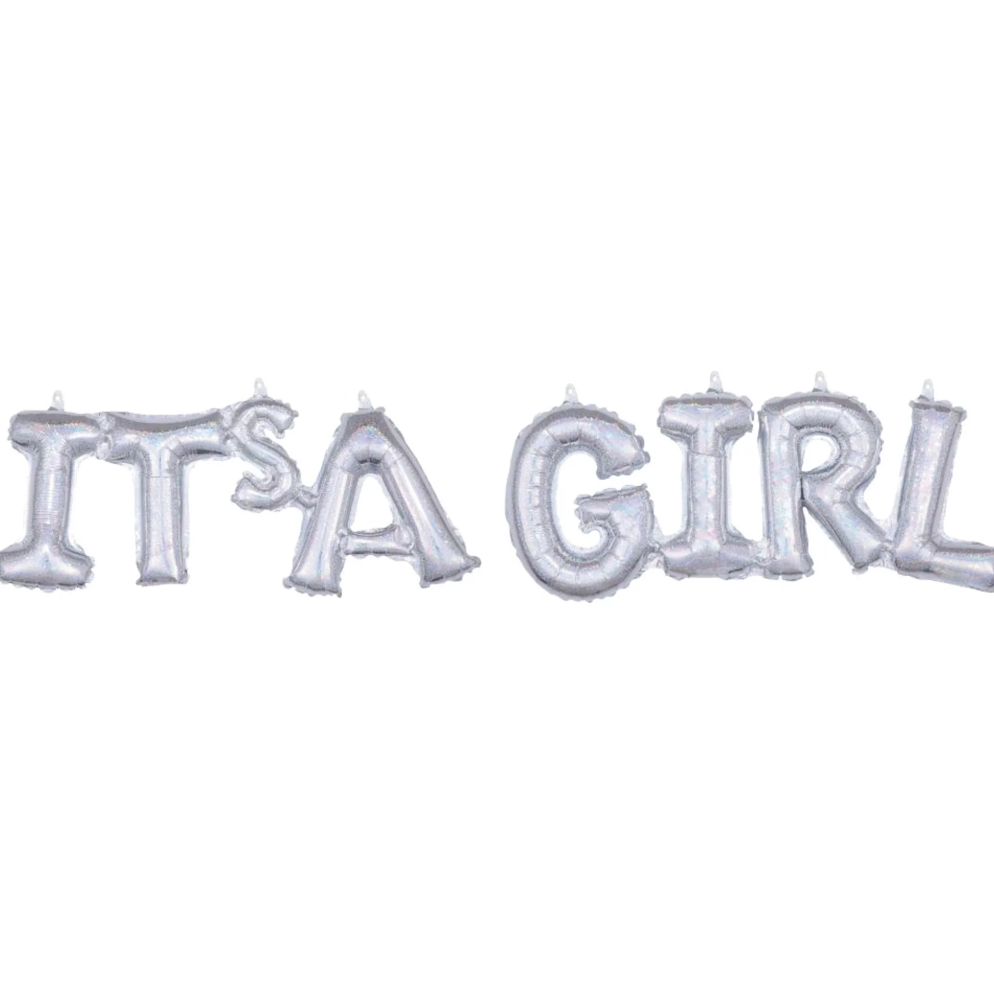 Silver It's A Girl Letter Balloon Banner 42"