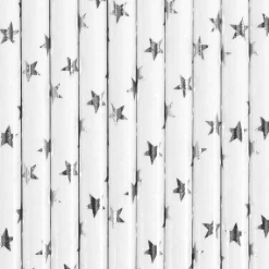 Silver Star Paper Straws 10ct