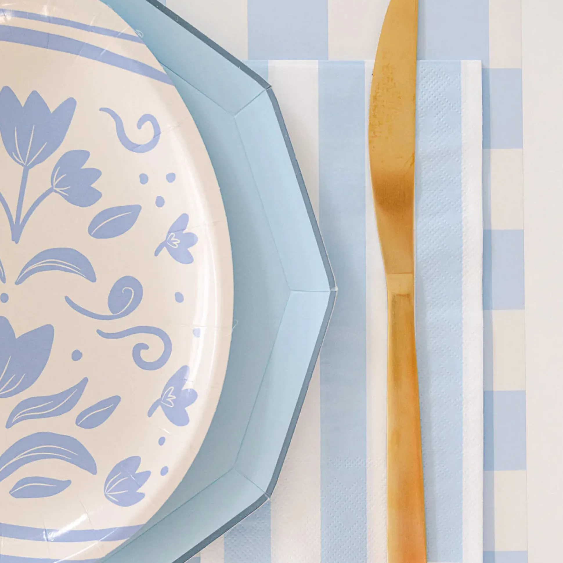 Sky Blue Cabana Striped Paper Guest Towels 20ct