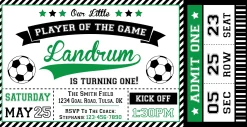 Soccer Ticket Birthday Party Invitation