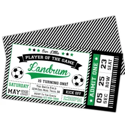 Soccer Ticket Birthday Party Invitation