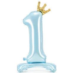 Standing Light Blue Number 1 Balloon 33in