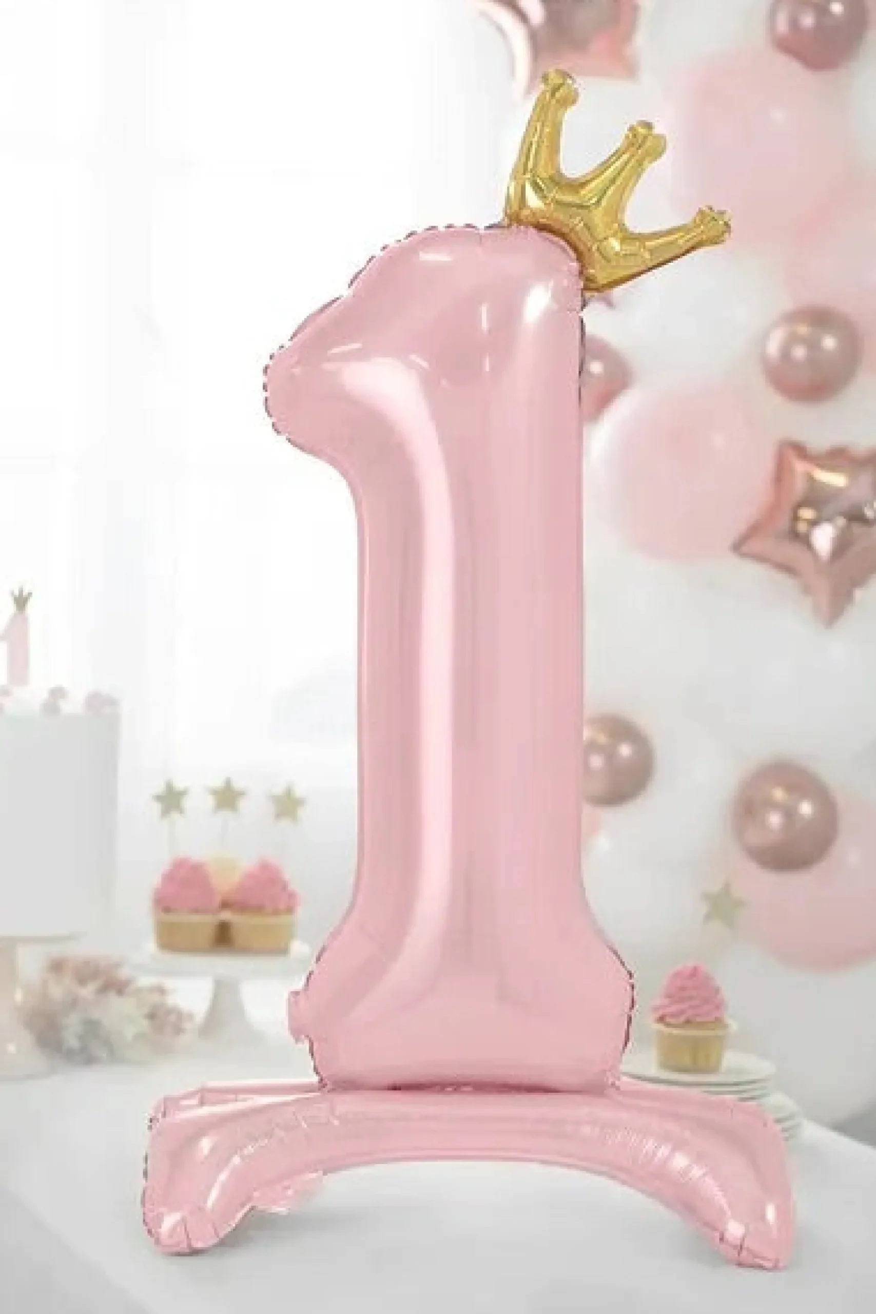Standing Pink Princess Number 1 Balloon 33in