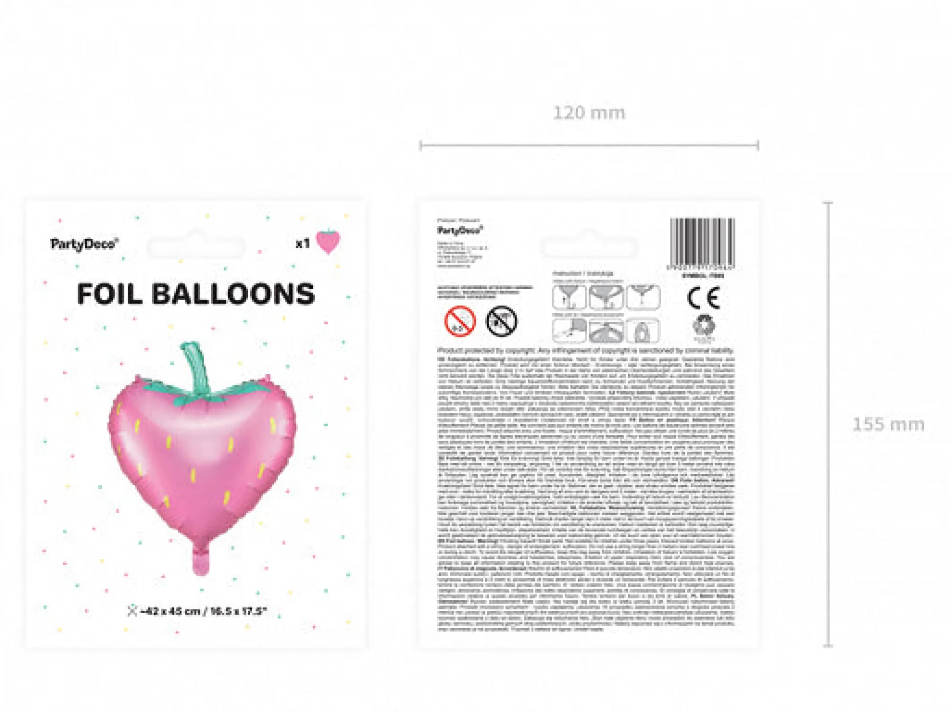 Strawberry Foil Balloon 17.5in